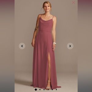 David’s Bridal Cowl Neck Chiffon Bridesmaid Dress in Chianti Size 2